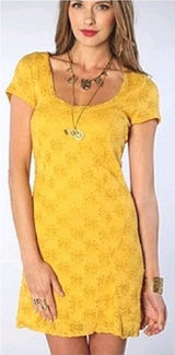 Intimately Free People‎ Daisy Godot square neck stretch lace skater dress M Photo 0