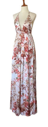 Hello Molly‎ Floral Satin Halter Maxi Dress Size 2 New Photo 0
