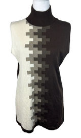 Attesa Premaman‎ Mockneck Maternity Sweater Vest Sz S/M Brown Preppy Academia Photo 0