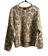rag & bone Sweater Womens Small Tan Leopard Print Brushed Mohair Long Sleeve Photo 0