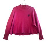 Maeve Anthropologie Heart‎ Mock Neck Sweater Pink Viscose Cotton Knit Small Pink Photo 0
