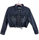 Mono B Cropped‎ Denim Jacket Black Washed Button Front Edgy Biker Streetwear S Photo 0