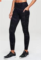 RBX Womens Size Small Full Length Legging Black Gray Camo Side Pockets High Rise Photo 0
