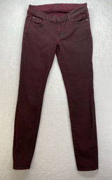 7 For All Mankind High-Waist Ankle Skinny Coated‎ in Merlot Women's Jeans sz 28 Photo 0