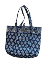 Vera Bradley Tote Bag Womens Large Blue Night and Day Quilted Cotton Excellent Photo 0