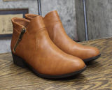 Sun + Stone Womens Adelinee Double Zip Ankle Booties Brandy Brown 6.5M Photo 0