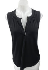 Ann Taylor Women's Black Sleeveless Notch V Neck Tank Blouse Shirt Top Size S Photo 0