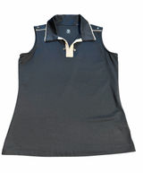 Tail Golf Women's Sleeveless Polo Navy Blue White Trim Horsebit Collar Medium Photo 0
