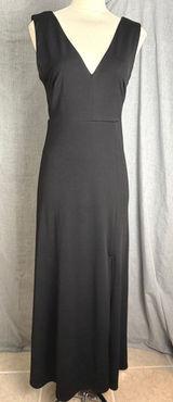 Birdy Grey Black V Neck Sleeveless Maxi Dress Side Slit Formal‎ Evening M Photo 0
