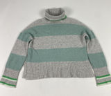 J Crew Sweater Womens XS Gray Green‎ Stripe Turtleneck Merino Alpaca Knit Photo 0