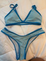 Light Blue Bikini With Dark Blue Trim Photo 0