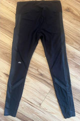 Alo SM Yoga Moto Mesh High Waist Leggings Black Athletic Yoga Pants Workout Photo 0