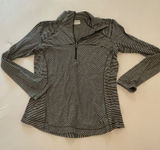 Columbia Omni-Wick Womens Large Quarter Zip Pullover Striped Black Grey Top Photo 0