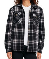Sage Collective Sherpa Shacket Plaid Jacket Black White‎ Fleece Womens S Photo 0