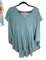 Free People We the Free Sammie V Neck Short Sleeve Flowy High Low Tee Shirt XS Photo 0