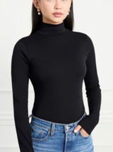 Hill House Luna Bodysuit XL Black Long Sleeve Turtleneck Layering Minimalist Photo 0