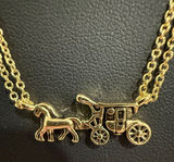 COACH | Gold Plated Traditional Logo Horse & Carriage Pendant Necklace Photo 0
