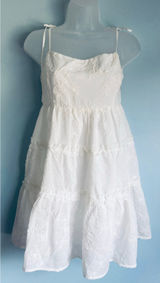 White Summer Dress Floral Embroidery All In Favor Medium NWT Photo 0