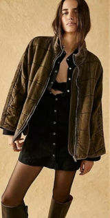 Free People Dolman Quilted Knit Jacket in Dusted Military Grunge Green Medium Photo 0
