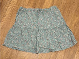 Brandy Melville O/S Sage Green Kenzo Ditsy Floral Ruffle Mini Skirt Drawstring Photo 0