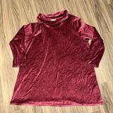 J. Jill Pure Jill Burgundy Velvet Velour‎ Long Sleeve Size XL Cowl neck Tunic Photo 0