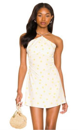 For Love And Lemons NWT White/Yellow Flowers Kyra Mini Dress Size Medium Photo 0