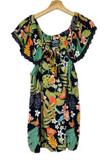 Angie Women Floral Off Shoulder Top Plus Size 1X Crochet Tropical Boho Colorful Photo 0