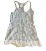 Y2K‎ Abercrombie & Fitch XS Gray Tank Top Cream Ruffle Trim Casual Photo 0