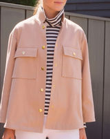 Tuckernuck Marant Camel Shirt Jacket Gold Snap XS Heavy Thick Minimalist Classic Photo 0