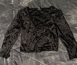 Forever 21 Black Criss-Cross Velvet Blouse Photo 0