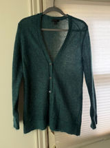 Women’s J Crew Mohair Deep Teal / Green V-Neck Button Cardigan Sweater Photo 0