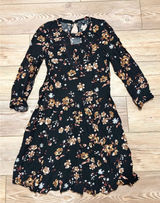 American Eagle Outfitters Womens Black Floral Boho Lace Trim Mini Dress XS Long Photo 0