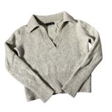 Banana Republic Johnny Collar Yak Wool Sweater Womens Small Oatmeal Marled Polo Photo 0