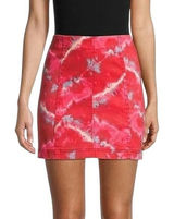 Free People Size 8 Mini Skirt‎ Denim Red Tie Dye Modern Femme Flamingo Flame 335 Photo 0
