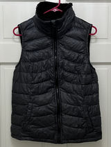 Calvin Klein Black and Gray Duck Down Filled Full Zip Puffer Vest - Size Large Photo 0