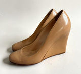 CHRISTIAN LOUBOUTIN Tan Patent Leather Wedges Size 37 / US 7 Photo 0