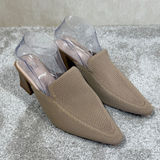 Cosy Island Women’s Knit Block Heels Shoes Mules Pointed Toe in Apricoat Cream 9 Photo 0