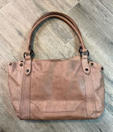 Frye Melissa Tote Shoulder Bag Distressed Tan Leather Boho Gypsy Hippy Photo 0