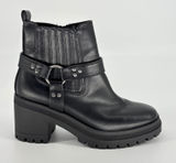 Sincerely Jules Dolphin Moto Ankle Boots Womens 8 Black Harness‎ Lug Sole Biker Photo 0