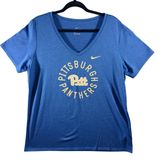 368 | Nike Pittsburgh Panthers Dri-Fit‎ V-Neck Athletic T-Shirt Blue Womens XL Photo 0