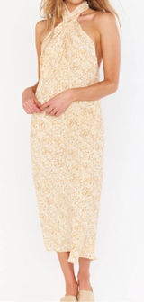 SHOW ME YOUR MUMU Jasmine‎ Halter Midi Dress In Desert Snake Size Large Photo 0