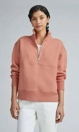 Everlane The Retrack Half-Zip Sweatshirt Light Rose Sustainable Loungewear Cozy Photo 0