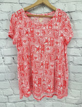 Lilly Pulitzer Etta Top L Orange White Seaside Harbor Coastal Preppy Summer FLAW Photo 0