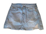 American Eagle Women's Size 2 Denim Mini Skirt Cut Off Light Wash Distressed Photo 0