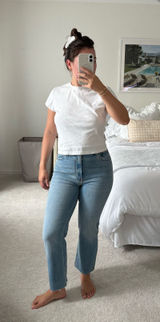 Abercrombie High-Rise Ankle Straight Jeans Photo 0
