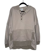 Bucket List Hoodie‎ Womens Large Tan Excellent Snap Henley Oversized Sweatshirt Photo 0