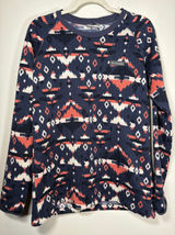Columbia Fleece Crewneck Shirt Navy Coral Geometric Southwestern Layering Large Photo 0
