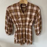 We The Free People Dress Women's XS By The Way Plaid‎ Mini Tunic Button Pockets Photo 0
