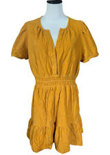 Anthropologie Somerset Mini Cotton Dress Sz L Yellow Maize Mini Corduroy Photo 0