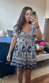 blue paisley mini dress  Photo 0